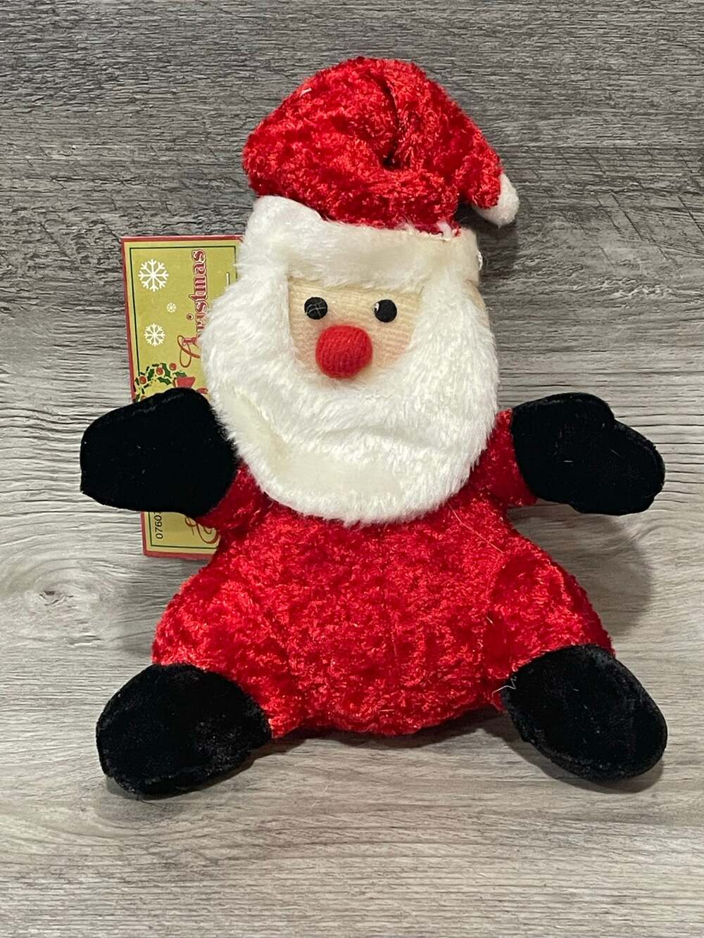 Country Silk Santa Claus Plush Christmas Ornament 7.5" Red White Hanging